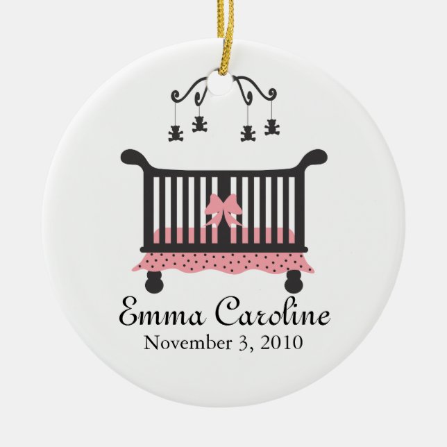 Baby Announcement with Birth Date Ceramic Ornament (Front)