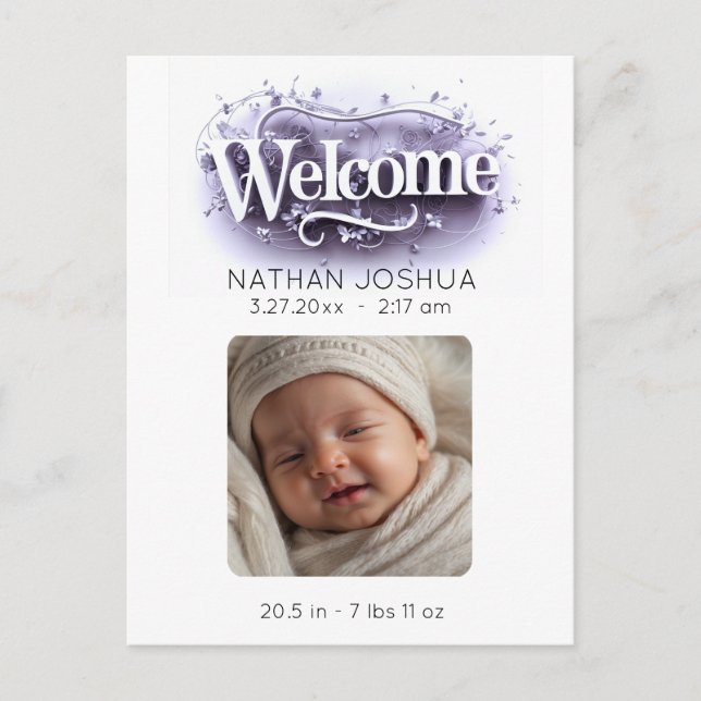 *~* Baby AP79 Newborn Birth Announcement PHOTO (Front)