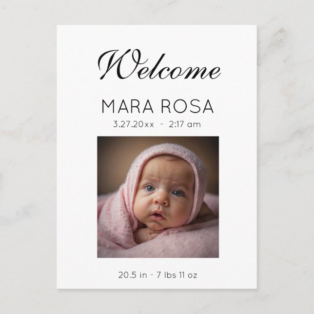 *~* Baby AP79 Photo Newborn Birth Announcement (Front)
