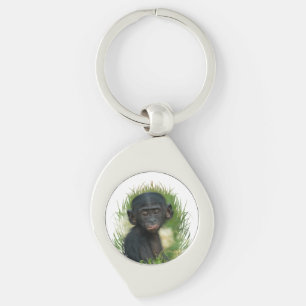 Baby Ape In the Grass Keychain