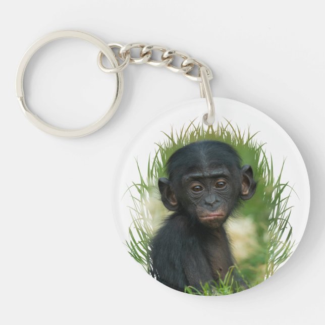 Baby Ape In the Grass Keychain (Front)