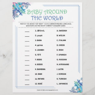 Baby Around The World [Blue Floral] Letterhead
