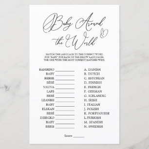 Baby Around the World Minimalist Baby Shower Game