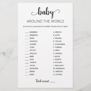 Baby Around the World with Answers Baby Shower