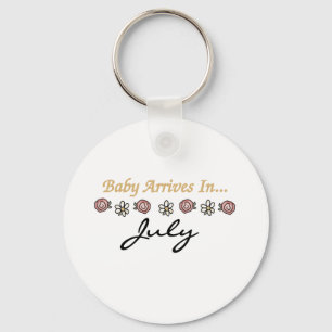 Baby Arrives in July Keychain