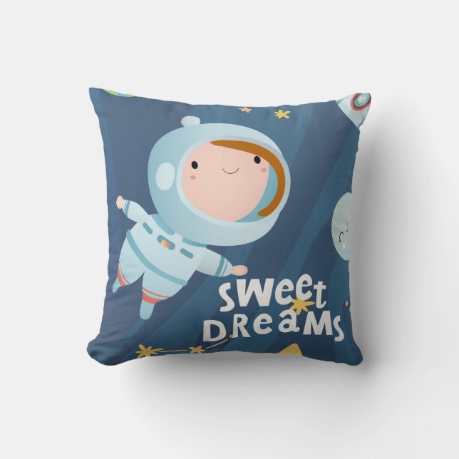 Baby Astronaut (girl) Sweet Dreams Throw Pillow (Front)