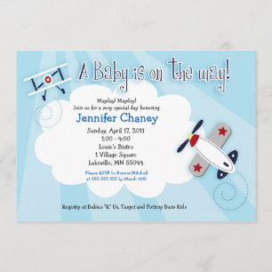 BABY AVIATOR Airplane 5x7 Baby Shower Invitation