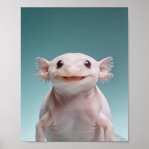 Baby Axolotl Portrait – Cute Nursery Animal Wall A Poster