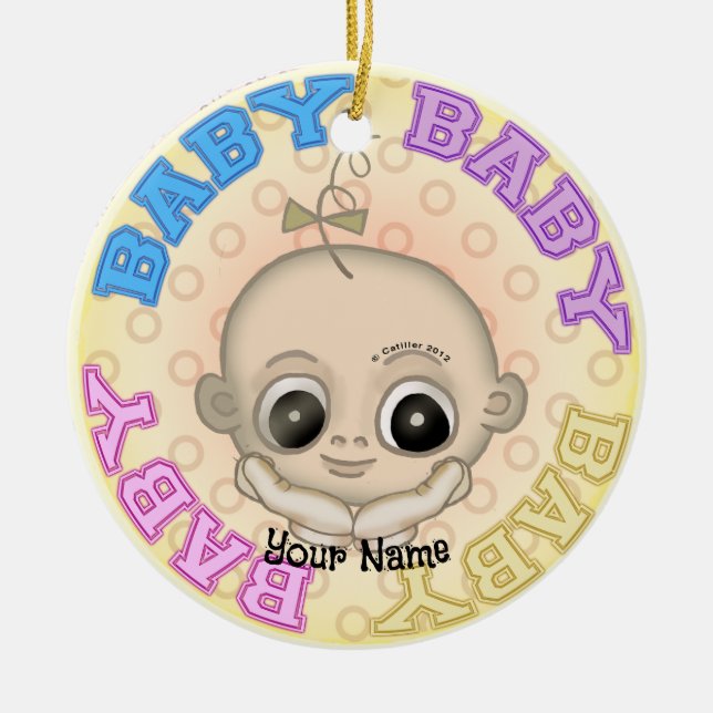 Baby Baby Face Ceramic Ornament (Front)