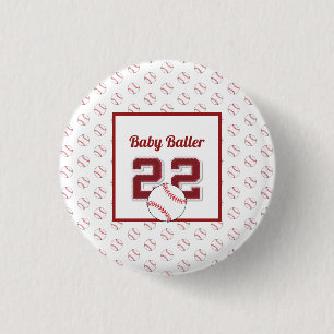 Baby baller red and white 1 inch round button