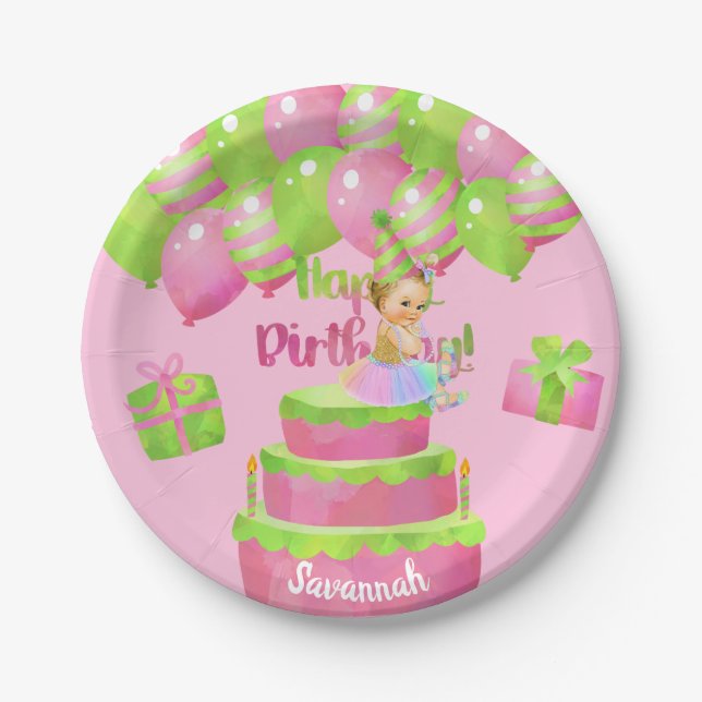 Baby Ballerina Birthday Paper Plate (Front)