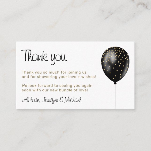 Baby Balloon Polka Dots Sparkles Glitz Thank You Enclosure Card (Front)
