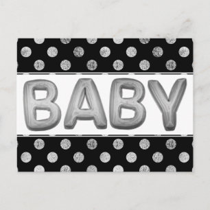Baby Balloon   Unisex Silver Shower or Reveal Postcard