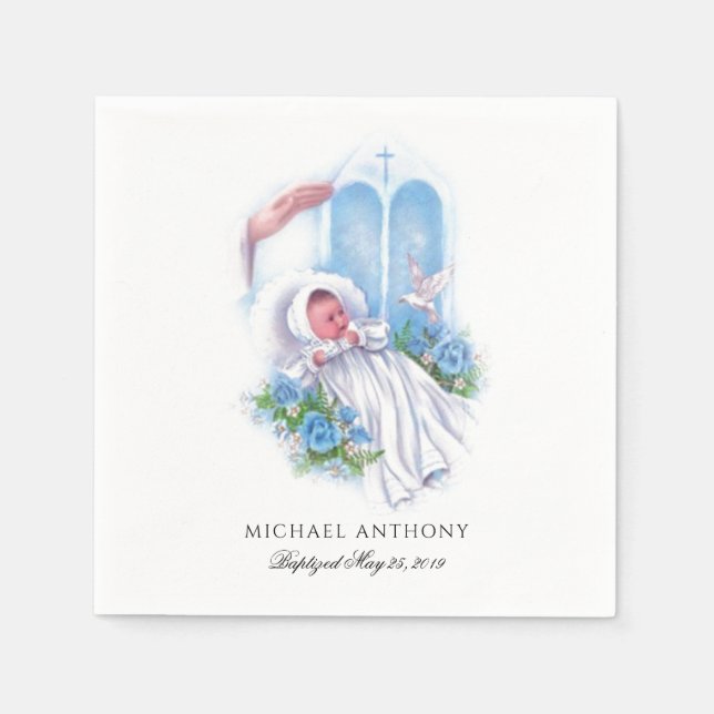 Baby Baptism Christening Religious Traditional Napkin (Front)