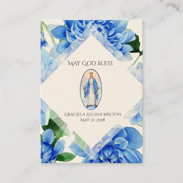 Baby Baptismal Remembrance  Virgin Mary Holy Card (Front)