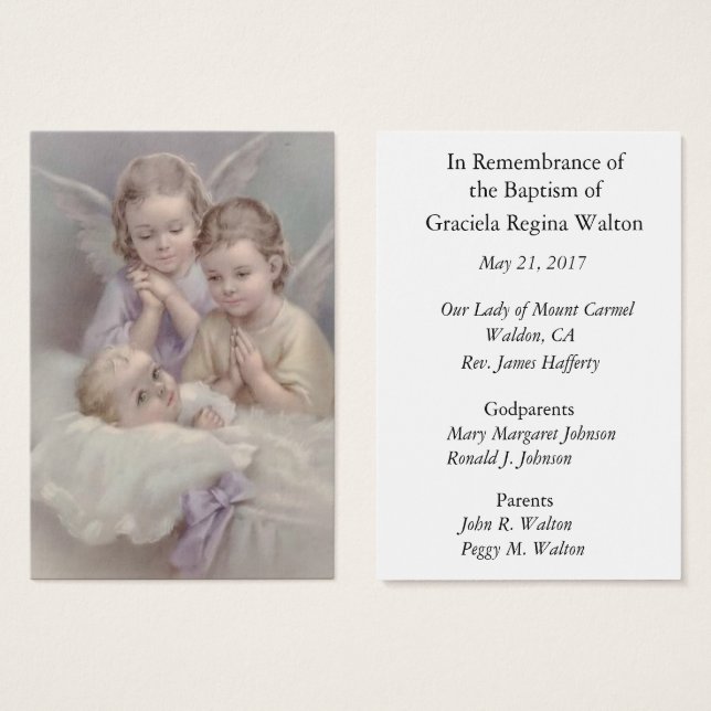 Baby Baptismal Souvenir Garde Personnaliser (Devant & derrière)