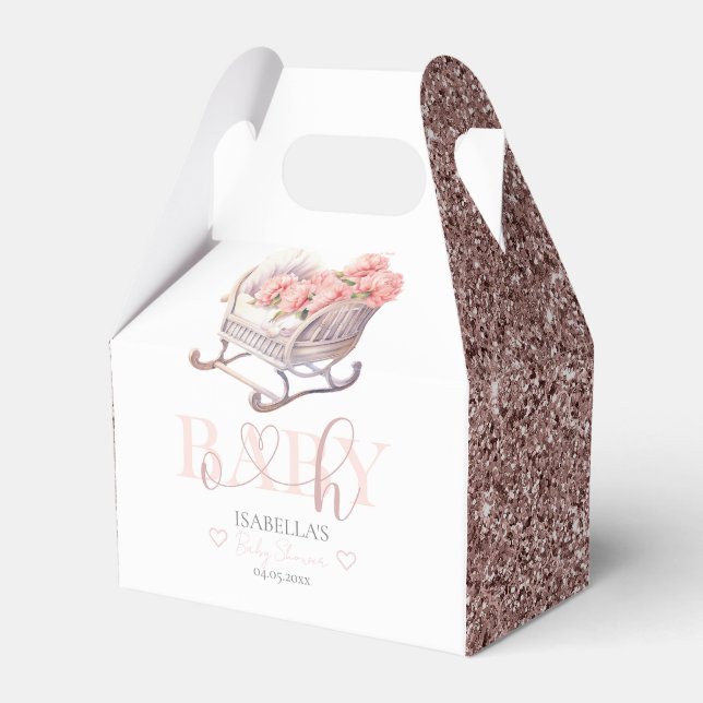 Baby Basket Baby Shower Gliter Favor Box (Front Side)