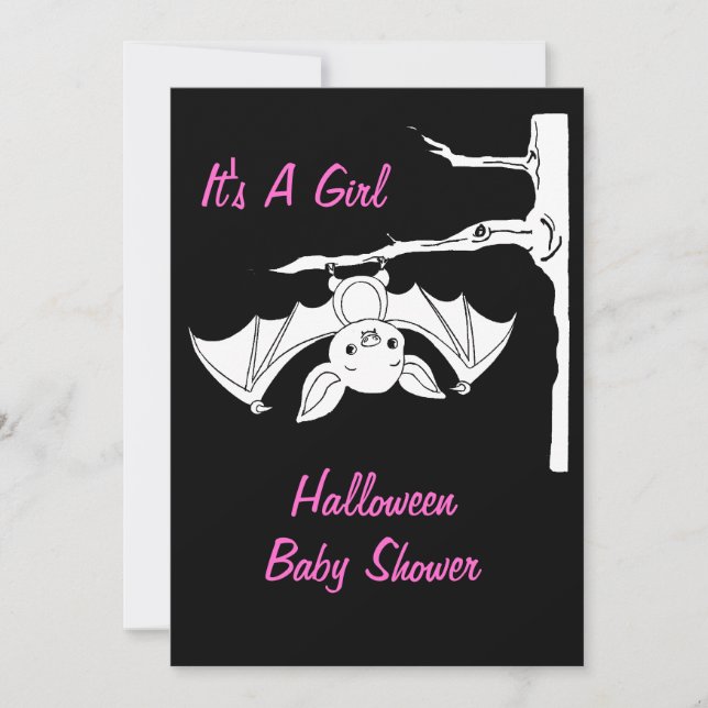 Baby Bat Halloween Baby Shower Invitation Cards (Front)