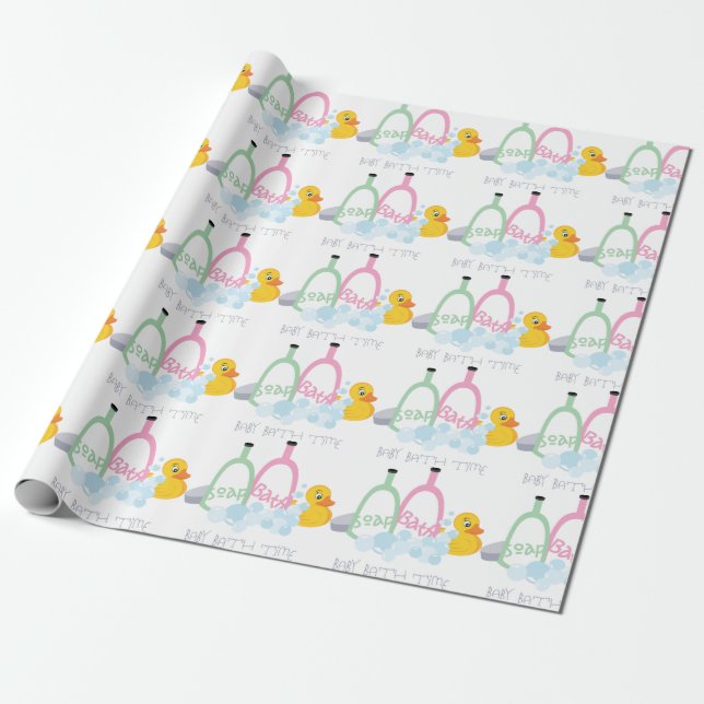 Baby Bath Time Wrapping Paper (Unrolled)