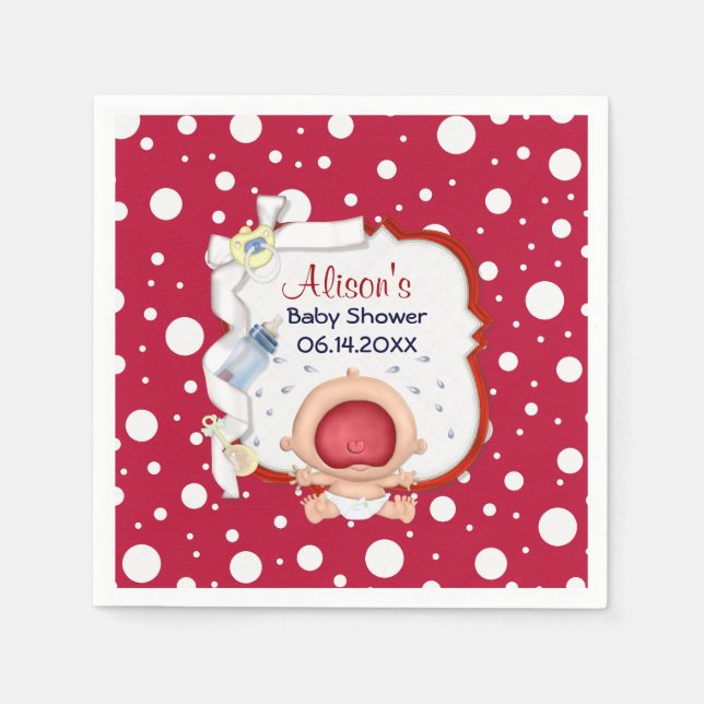Baby Bawling Funny Baby Shower Paper Napkins (Front)