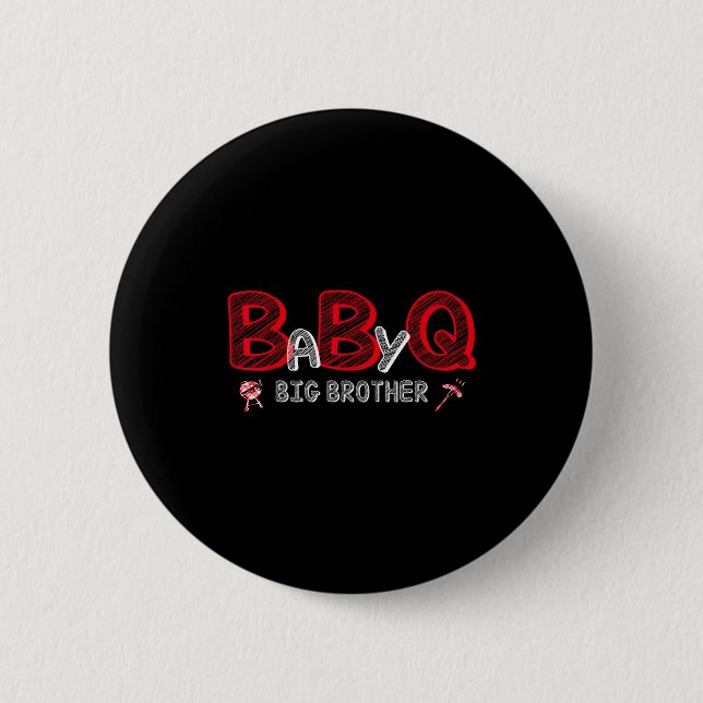 Baby bbq shower big brother shower theme matching 2 inch round button (Front)
