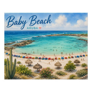 Baby Beach Aruba Caribbean Travel souvenir Poster