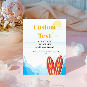 Baby beach surfing boardbaby shower Favour sign
