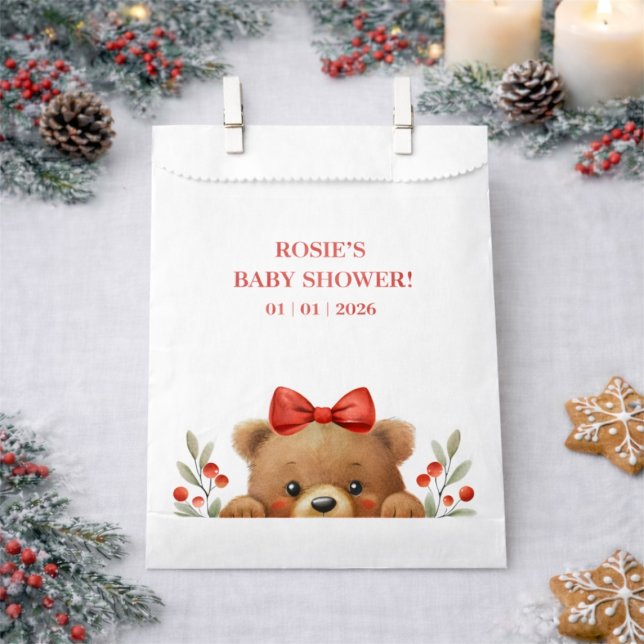 Baby Bear And Rowan Berries Baby Shower Favour Bag (Baby Bear And Rowan Berries Baby Shower Favor Bag)