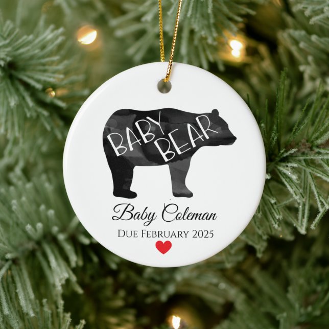 Baby Bear Birth Announcement Ornament (Tree)