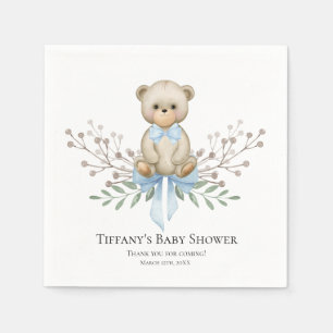 Baby Bear Blue Boy Wreath   Baby Shower Napkins