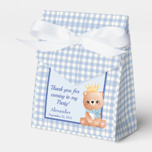 Baby Bear Blue Chequered Birthday Party Favor Box
