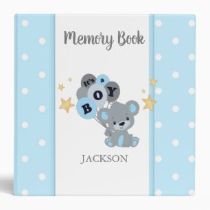Baby Bear Blue White It's A Boy Memory Book Binder