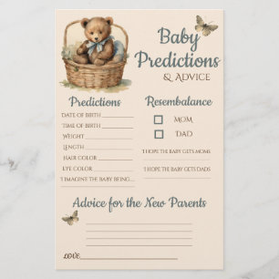 Baby Bear Boy Baby Predictions Carte conseil