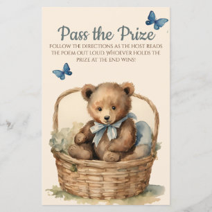 Baby Bear Boy Baby Shower Pass the Prize Game