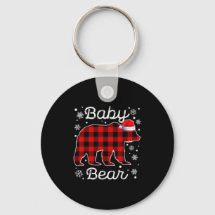 Baby Bear Christmas Pyjamas Red Plaid Buffalo Fami Keychain