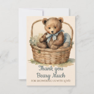 Baby Bear Cub Boys Baby Shower Thank You Card