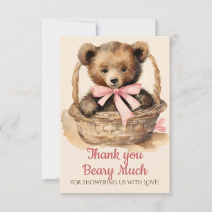Baby Bear Cub Girls Baby Shower Thank You Card