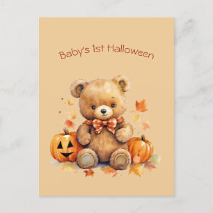 Baby Bear First Halloween Greeting Holiday Postcard