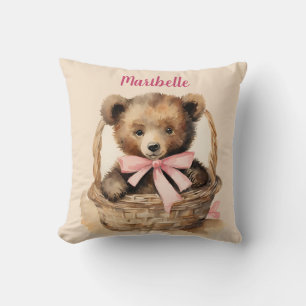 Baby Bear Girl Personalized  Throw Pillow
