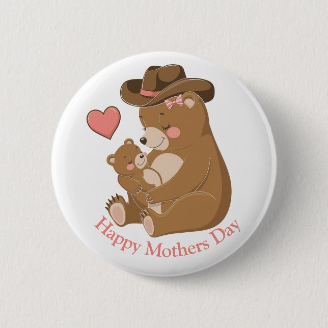 Baby Bear Happy Mother's Day 2 Inch Round Button (Front)