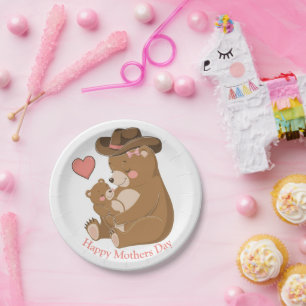 Baby Bear Happy Mother's Day Paper Plate