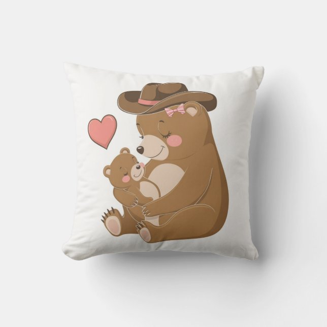 Baby Bear Happy Mother's Day Throw Pillow (Front)