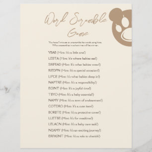 Baby bear minimalist cream WORD SCRAMBLE game