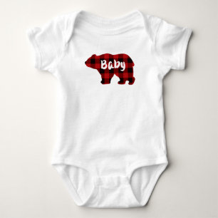 Baby Bear - red and Black plaid Bodysuit