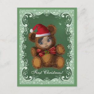 Baby Bear Santa First Christmas Postcard