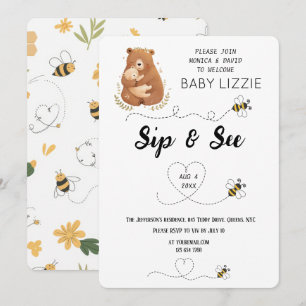 Baby Bear Sip & See Personalized Invitation