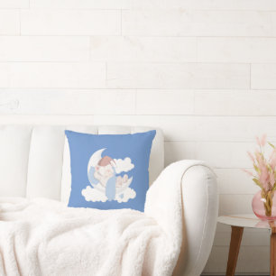 Baby Bear Sleeping On A Moon Throw Pillow