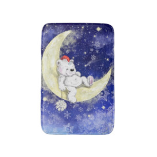 Baby Bear Sleeping On The Moon Bath Mat