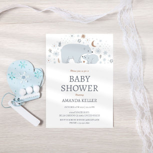 Baby Bear Snow Cute Baby Shower Invitation
