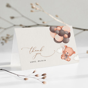 Baby Bear, Teddy Bear, Brown Balloons, Baby Shower Thank You Card